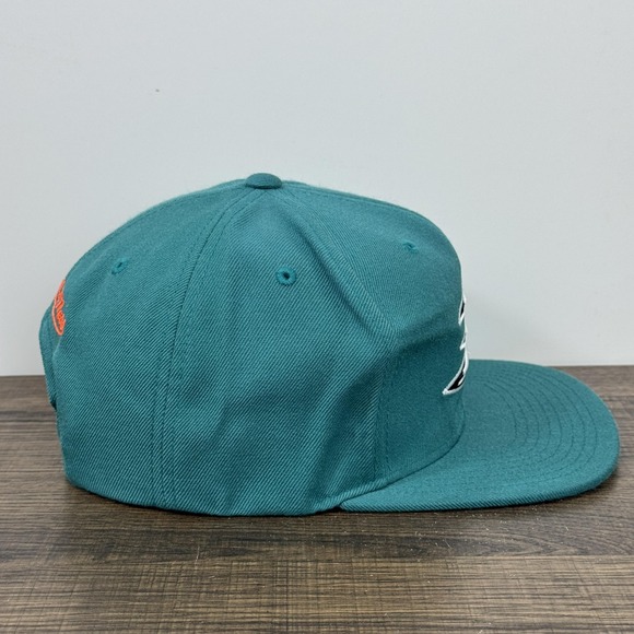 Anaheim Ducks Hat Cap Snap Back Teal Black NHL Hockey Mens Throwback Script - Picture 5 of 10